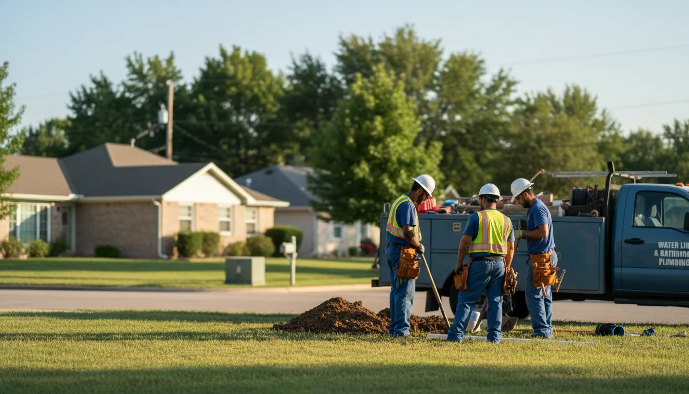 Residential water line and bathroom plumbing service in Adrian, TX